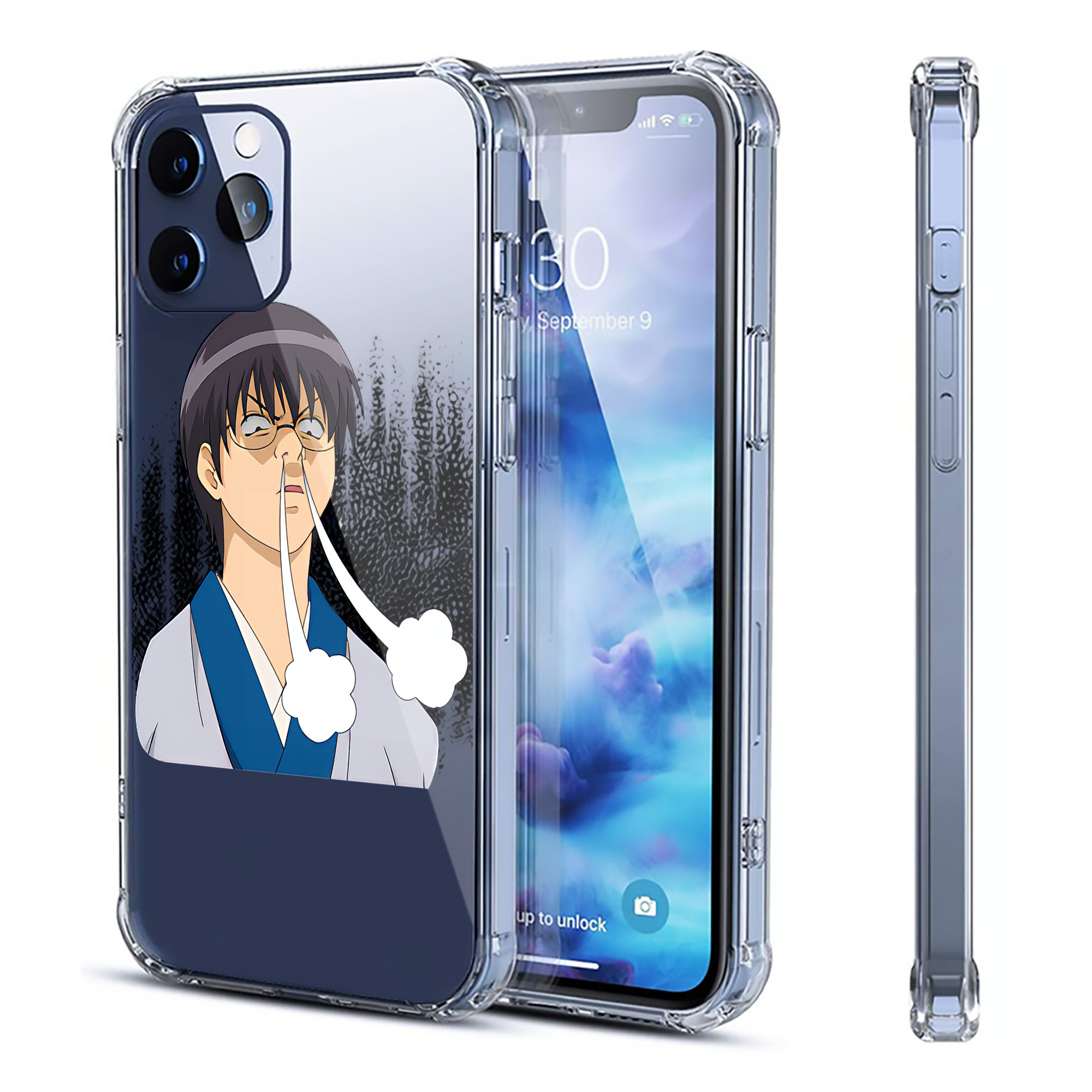 （画像用） ぎんたま 坂田銀時（さかたぎんとき） 神楽 志村新八（しむら しんぱち） GINTAMA Sakata Gintoki Kagura Shimura Shinpachi 【iPhone 12シリーズ対応】透明スマホケース（クリアソフトケース）